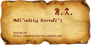 Mándity Kornél névjegykártya